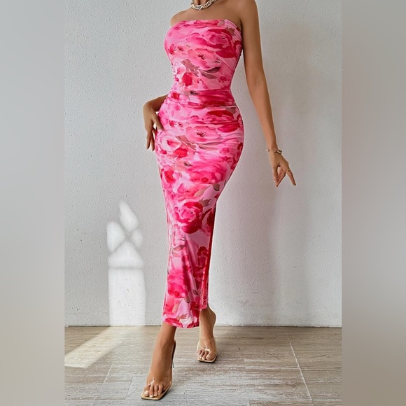 Summer Maxi Bodycon 
Strapless Tube Top Printed Long Party Club Slit Dress
8069 - Picture 6 of 7